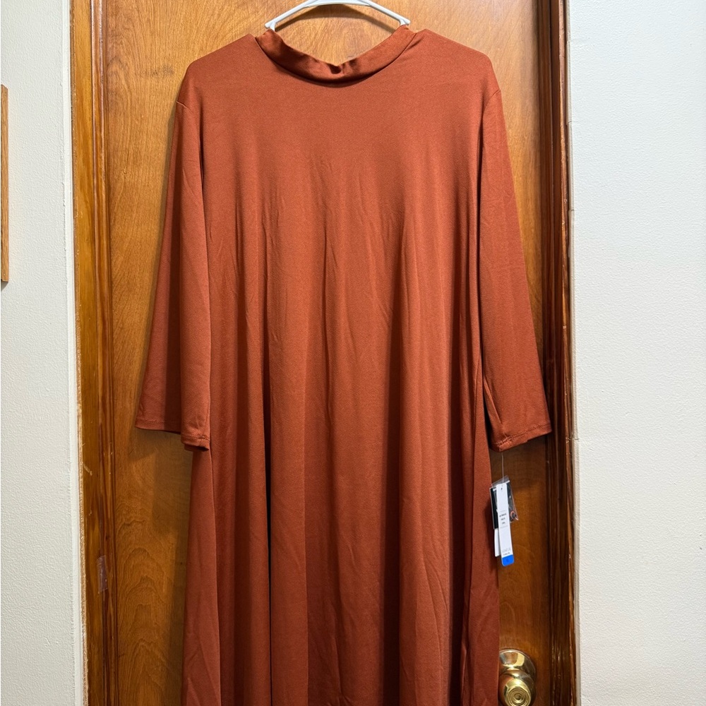 NWT Signature by Robbie Bee Terracotta Long Sleeve Dress. SHIPS NEXT DAY